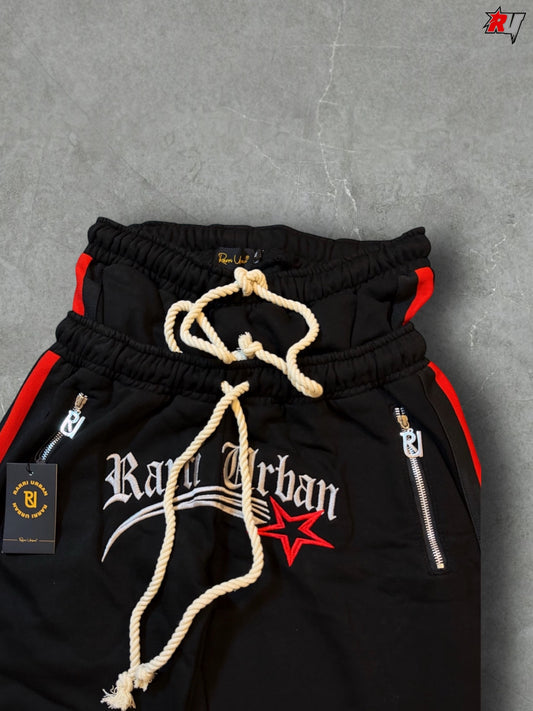 RarriUrban Embroidered Double Layer Stripe Pant.[Black]