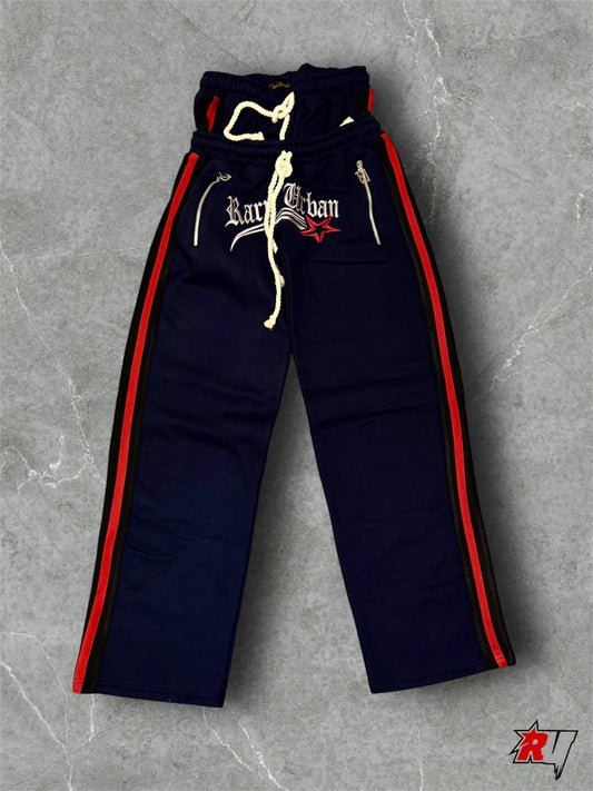 RarriUrban Embroidered Double Layer Stripe Pant.[Navy blue]