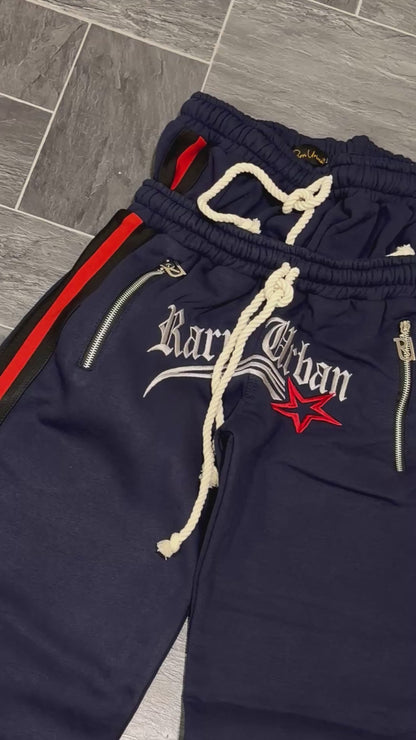 RarriUrban Embroidered Double Layer Stripe Pant.[Navy blue]