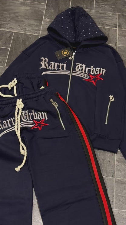 ‘’RarriUrban’’ Embroidered Signature Tracksuit.[Navy Blue]